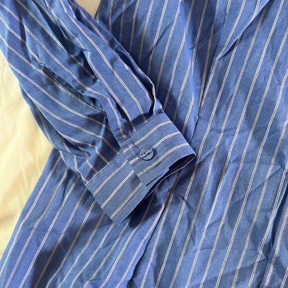 NWT Blue White Stripe Long Sleeve Button Down Wmns 12 Preppy Work Office - Picture 3 of 7